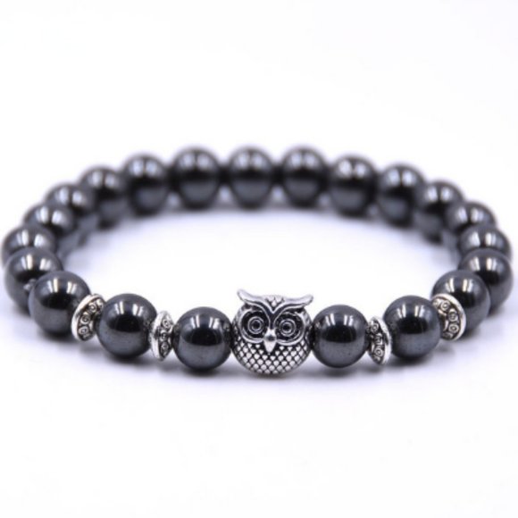 Owl Bracelet,Magnetic Hematite Bracelet,Owl Magnetic Bracelet,8mm Magnetic - Picture 1 of 1